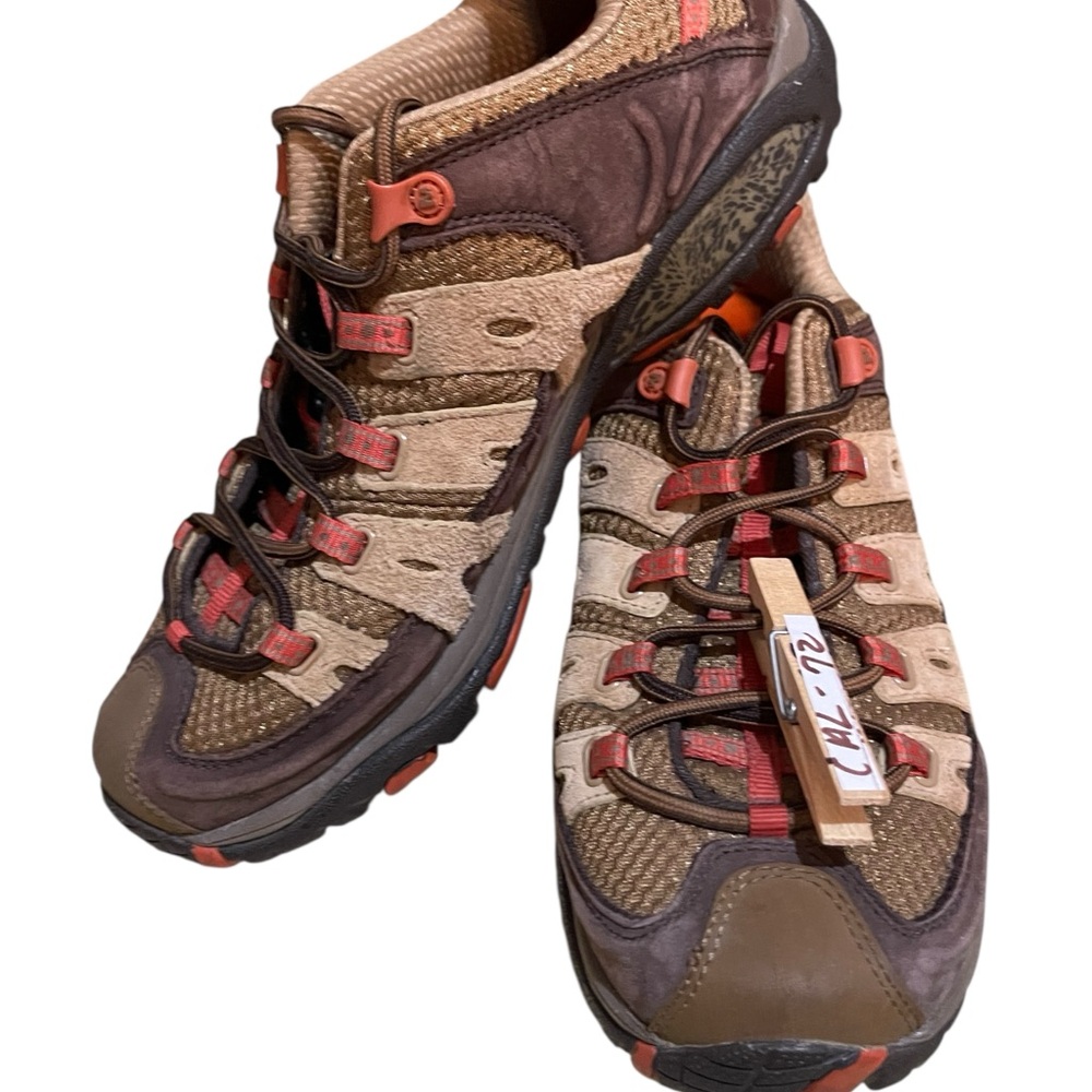 Like New womens Merrell Air Cushion Brown Orange Tan Vibram Hiking Shoes Size 8 - Picture 4 of 10
